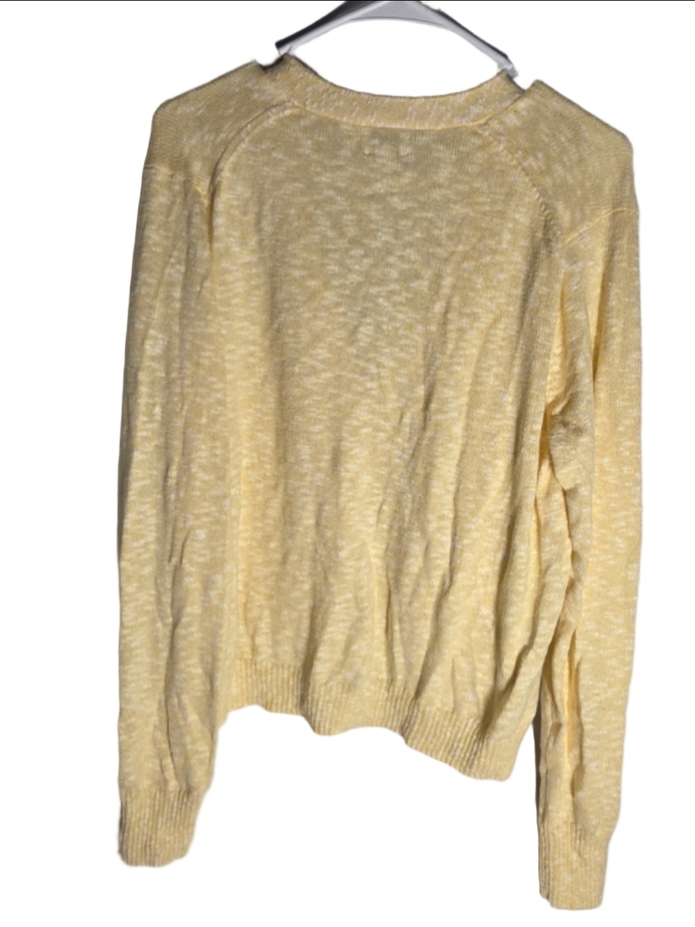 Women's J.Crew Cardigan Sweater XL Yellow White V-Neck Button Front cottagecore - Picture 7 of 7